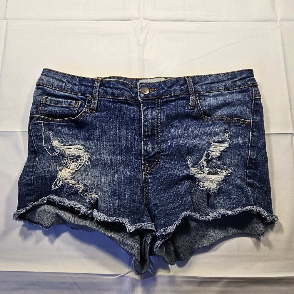 Y2K Micro Mini Denim Shorts Juniors Size 13 Mid Rise Venice Booty Festival RSQ